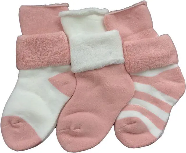 Alt view image 2 of 4 - Lian LifeStyle Cool & Fun Baby Girl's 3 Pairs Cotton Crew Socks Lightweight, Effective and Sweat Absorbent XS Size 6M-12M (Pink)