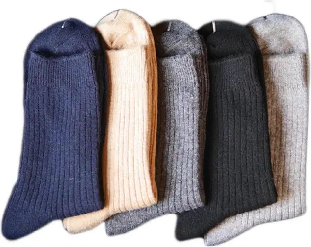 Main image of Lian LifeStyle Men's 3 Pairs Wool Crew Socks Sweat Absorbent- Great Activewear For Fun Sports, all Season & Weather HR16113 Size 6-9-(Random Color)