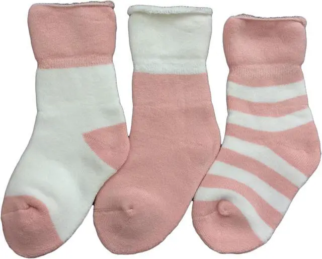 Alt view image 3 of 4 - Lian LifeStyle Cool & Fun Baby Girl's 3 Pairs Cotton Crew Socks Lightweight, Effective and Sweat Absorbent XS Size 6M-12M (Pink)