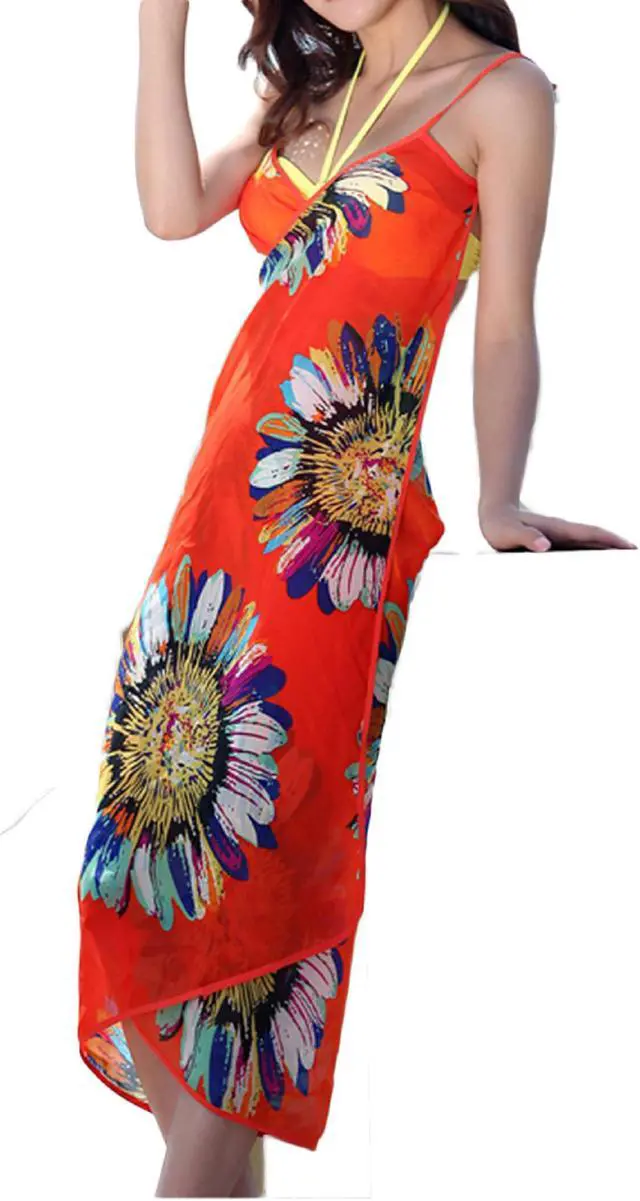 Main image of Lian LifeStyle Sexy Women's Fabulous Bathing Suit Cover Ups Beachwear Suit. Attractive Swimwear Dress- A Beach Apparel (Orange)