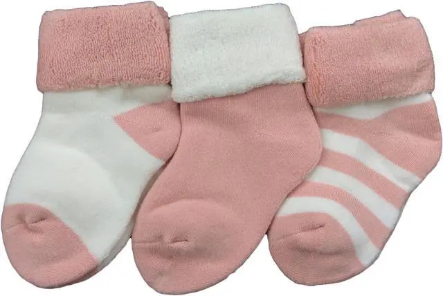 Main image of Lian LifeStyle Cool & Fun Baby Girl's 3 Pairs Cotton Crew Socks Lightweight, Effective and Sweat Absorbent XS Size 6M-12M (Pink)