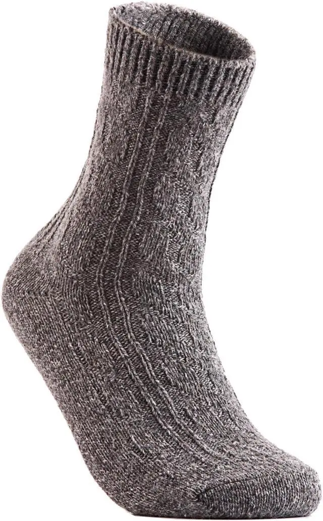 Main image of Lian LifeStyle Big Girl's Women's 6 Pairs Supersoft, Fuzzy and Cozy Wool Blend Crew Socks Suitable as an Active Wear Size 6-9 HR1613(Grey)