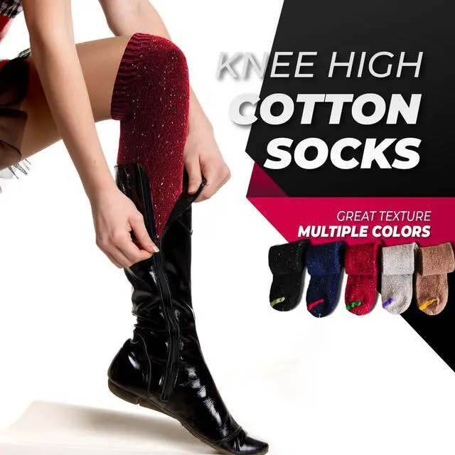 Alt view image 5 of 5 - AATMart Women's 1 Pair Attractive Breathable Extra Soft Lightweight Moisture Wicking & Comfortable Knee-High Cotton Socks Size 6-9 1pc4 T158212 (Wine)