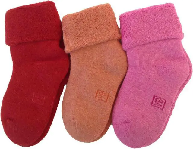 Main image of Lian LifeStyle Soft, Fantastic, Adorable And Super Comfortable Children's 1 Pair Wool blend Crew Socks Plain Color Size (Girl) 0M-6M (Orange)