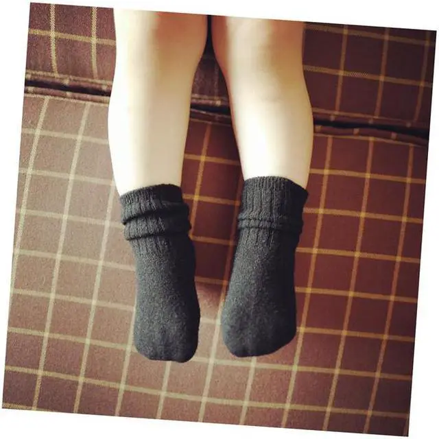 Alt view image 3 of 3 - Lian LifeStyle Baby's 2 Pairs Remarkable Wool Blend Crew Socks, Cozy, Colored and Soft Size M(15-17cm/5Y-8Y) HR1617 Dark Grey