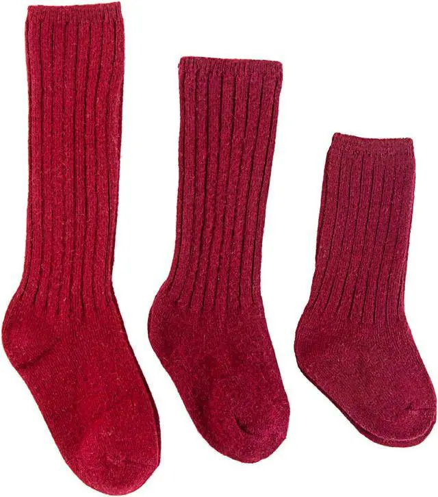 Alt view image 3 of 4 - Lian LifeStyle Unisex Baby Children 1 Pair Resistant Knee High Wool Blend Socks Fascinating, Comfortable and health Focused LFS02 Size 2-4Y (Brown)