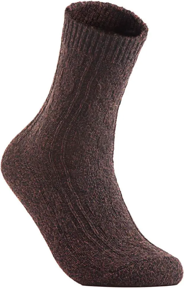Main image of Lian LifeStyle Big Girl's Women's 6 Pairs Supersoft, Fuzzy and Cozy Wool Blend Crew Socks Suitable as an Active Wear Size 6-9 HR1613(Coffee)
