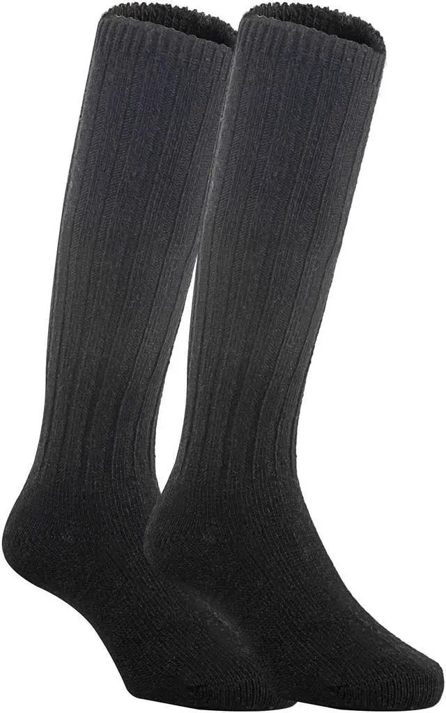 Main image of Lian LifeStyle Fascinating Children's 2 Pairs Knee High Wool Blend Boot Socks Resistant, Comfortable and Health Focused Size L(4-6Y)- (Black)