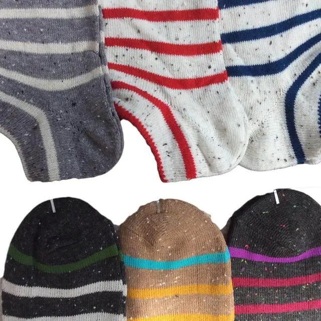 Alt view image 3 of 3 - Lian LifeStyle Light&Comfy Women's 6 Pairs Low Cut Cotton Socks Striped For an All Day Comfortable Feel Size (6-9) Random