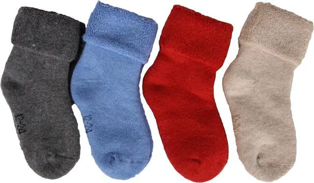 Main image of Lian LifeStyle Fantastic Children's 4 Pairs Wool Blend Crew Socks Super Comfortable, Adorable and Durable Size (S) 0M-6M