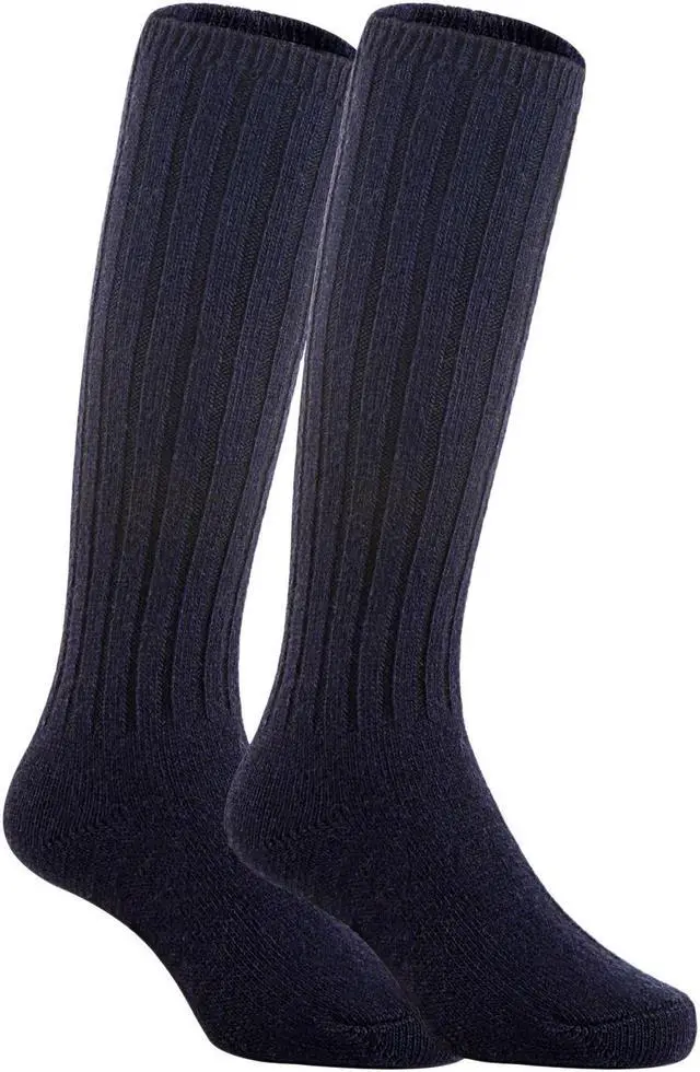 Main image of Lian LifeStyle Fascinating Children's 3 Pairs Knee High Wool Blend Boot Socks Resistant, Comfortable and Health Focused Size M(2-4Y)-(Navy)