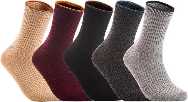 Main image of Lian LifeStyle Big Girl's Women's 3 Pairs Gorgeous, Cozy and Comfortable Wool Crew Socks for Daily Use HR1612 Size 6-9(Black, Dark Grey, Grey)