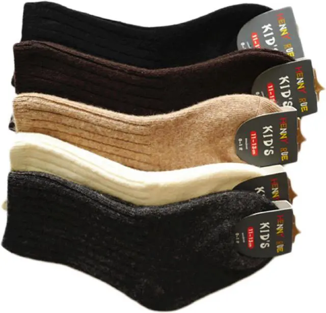 Main image of Lian LifeStyle Fascinating Children 4 Pairs Knee High Wool Socks Comfortable and Health Focused Size S(13-15cm/3Y-5Y) HR1618 Assorted Boy Color