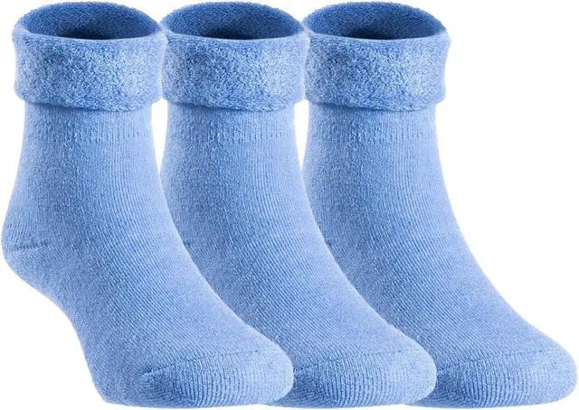 Main image of Lian LifeStyle Boy's 3 Pairs Fascinating Knee High Wool Socks. Resistant, Comfortable and Health Focused 12M-24M (Blue)