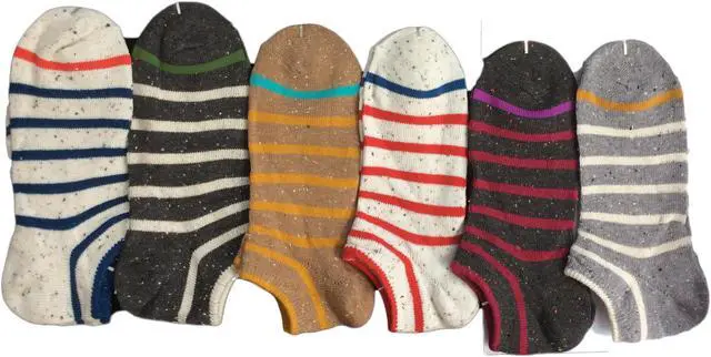 Main image of Lian LifeStyle Light&Comfy Women's 6 Pairs Low Cut Cotton Socks Striped For an All Day Comfortable Feel Size (6-9) Random