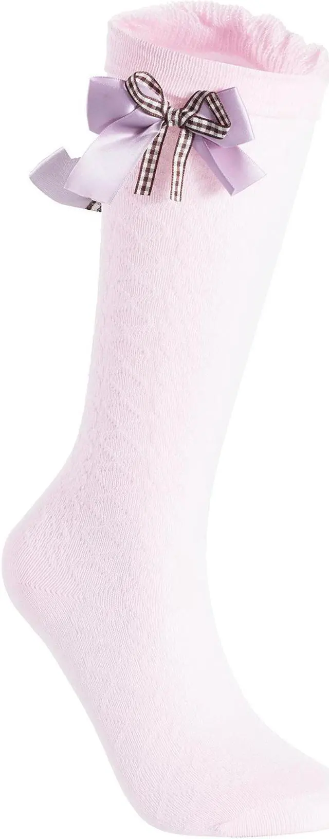 Alt view image 2 of 3 - Lian LifeStyle 2 Pairs Cute Knee High Cotton Socks for Girls. Breathable & Warm Great Party Gift Idea for any Holiday CM01 Size (6Y-10Y)