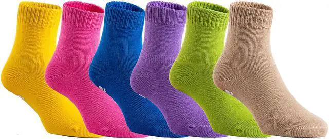 Main image of Lian LifeStyle Premium Children' 6 Pairs Cotton Crew Socks Durable & Top Quality Kids Socks JH007 Size 3Y-5Y Boy Color