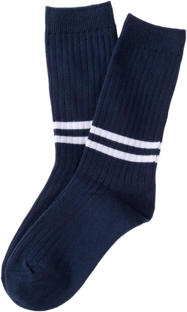 Alt view image 3 of 3 - Lian LifeStyle Attractive Women's 3 Pairs Mid Calf Cotton Crew Socks With Super High Quality Soft Fibers HR1790 Size 6-9 (Dark Grey, Cream, Navy)