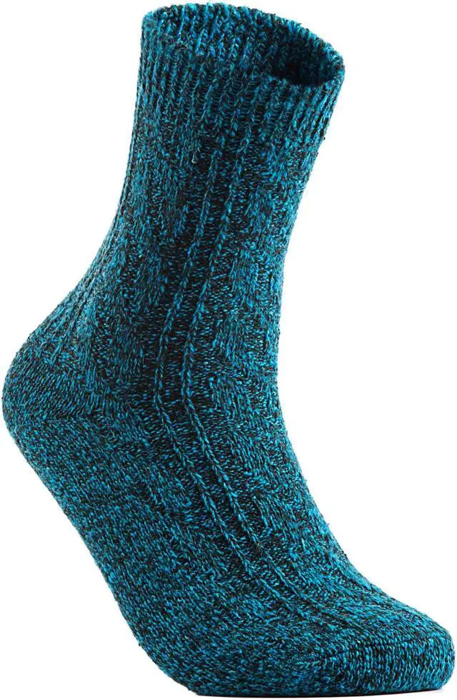 Main image of Lian LifeStyle Perfect Fit Women's 6 Pairs Wool Crew Socks For Healthy Feet. Cozy, Cute, and Comfortable Size 6-9 HR1613 (Blue)