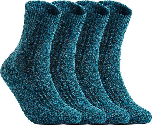 Alt view image 2 of 3 - Lian LifeStyle Perfect Fit Women's 6 Pairs Wool Crew Socks For Healthy Feet. Cozy, Cute, and Comfortable Size 6-9 HR1613 (Blue)