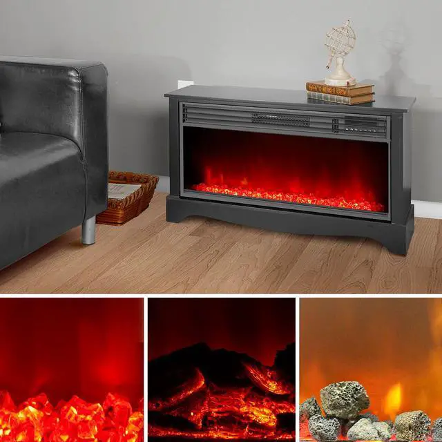 Alt view image 3 of 4 - LifeSmart ZCFP1034US lifezone electric infrared media fireplace heater black