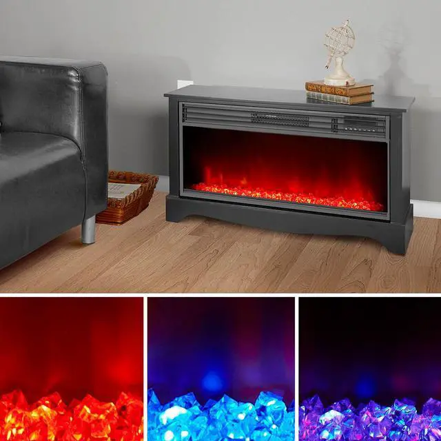 Alt view image 4 of 4 - LifeSmart ZCFP1034US lifezone electric infrared media fireplace heater black