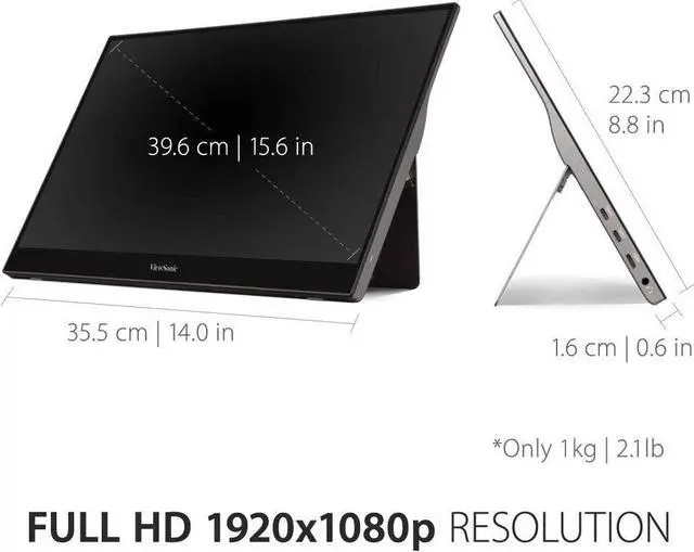 Alt view image 3 of 4 - ViewSonic TD1655-S 16" 16:9 Portable Multi-Touch IPS Monitor