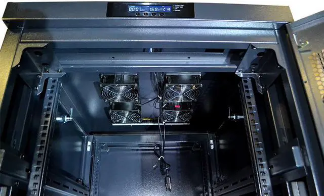 Alt view image 4 of 17 - 22U 32" Deep IT Free Standing Server Rack Cabinet Enclosure. Temperature Control System, Casters, LCD-Screen, PDU and Other Accessories Included - Over $ 150 Value