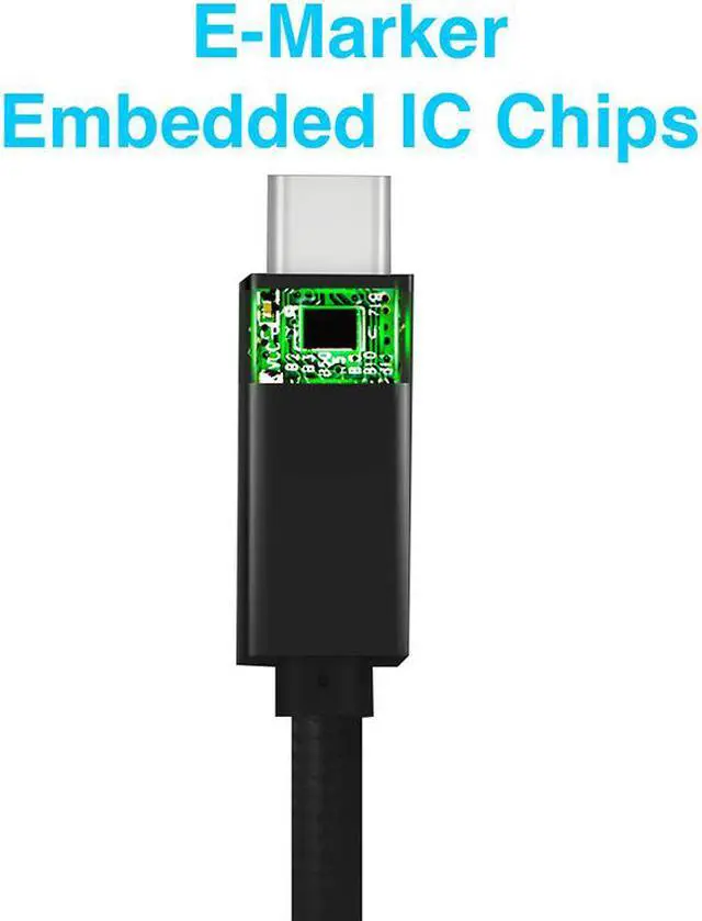 Alt view image 3 of 7 - USB 3.1 Type C to USB C Thunderbolt Compatible Cable PD 100W 5A GEN2 Male to Male Charging & Data Cable for Macbook iMac Pro,4K Ready for USBC Monitor - 3.3FT