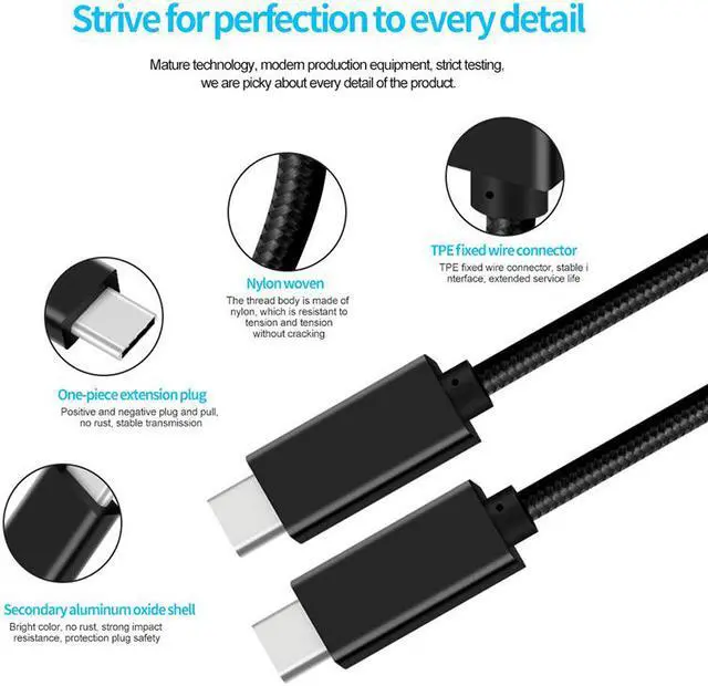 Alt view image 4 of 7 - USB 3.1 Type C to USB C Thunderbolt Compatible Cable PD 100W 5A GEN2 Male to Male Charging & Data Cable for Macbook iMac Pro,4K Ready for USBC Monitor - 3.3FT