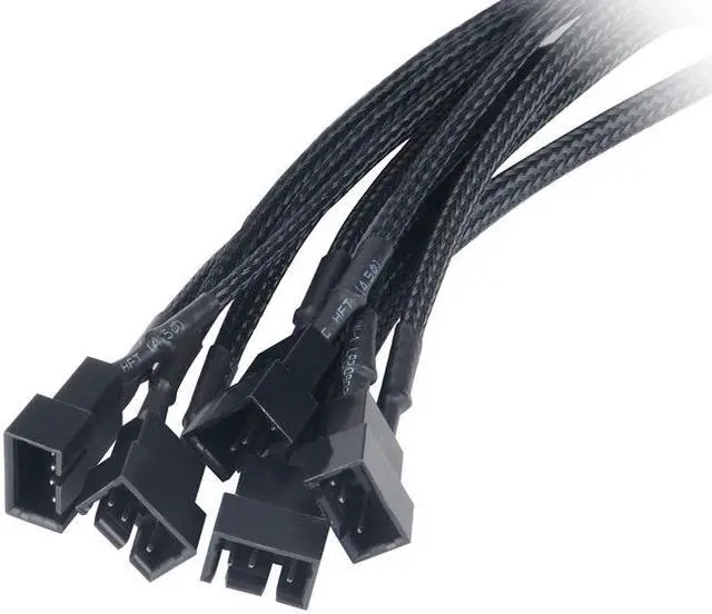 Alt view image 4 of 5 - Sleeved SATA Power to 5x 4-pin TX4 PWM Splitter Fan Power Adapter Converter Cable with one 4in Female Header to Mohterboard for RPM Feedback & PWM Fan Speed Control - 16.9 inch