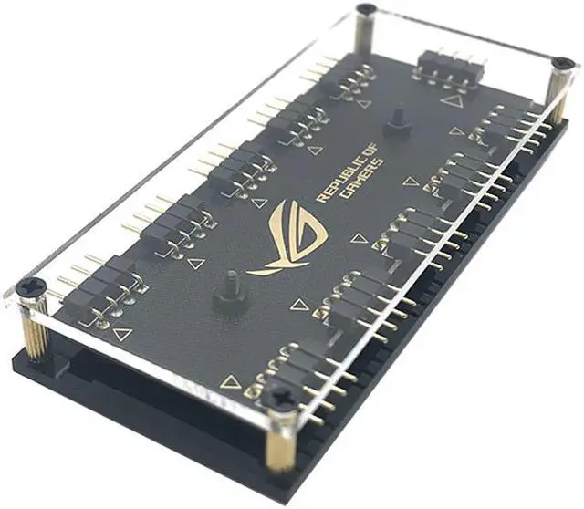 Alt view image 3 of 6 - 12V 4-pin RGB 10 Ports Hub Splitter w/ PMMA Case, ASUS AURA SYNC RGB Adapter for GIGABYTE MSI ASRock RGB LED Strip Lighting,Fans & Cooler- 1FT Extension Cable Included