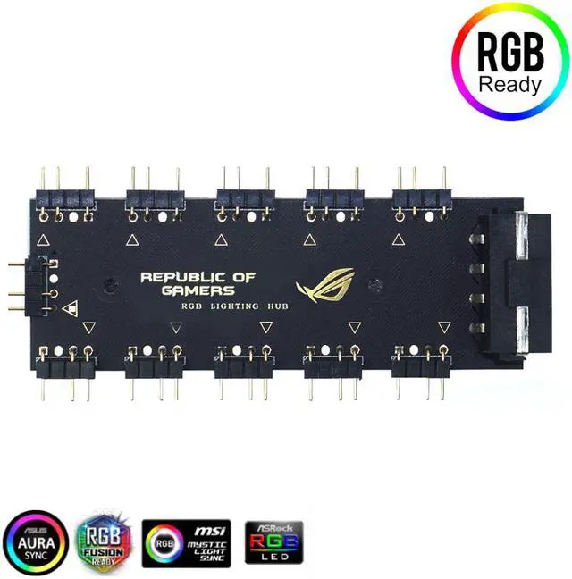 Alt view image 4 of 6 - EnLabs 5V 3 pin ARGB RGBW PMMA Case hUB w/ Tape Molex 4pin Powered for ASUS AURA SYNC,RGB Splitter for GIGABYTE MSI ASRock RGB LED Strip Light PC RGB Fan Cooler-1FT Extension Cable Included