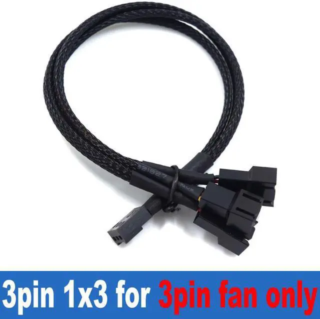Alt view image 2 of 3 - EnLabs Case Fan 3pin 1 to 3 Splitter Cable Hub Adpater,Motherboard 3-pin Fan Sleeved Braided Y Splitter Internal Power Extension Cable for Computer CPU/Case Fan 1x3 Converter - 10 inches