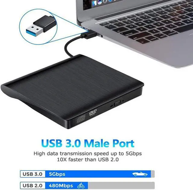 Alt view image 6 of 7 - External CD Drive, USB 3.0 Portable CD DVD +/-RW Drive 12.7mm DVD/CD ROM Rewrite Burner Writer with High Speed Data Transfer for Laptop/Mac Book/Desktop/Ma Cos/Windows/8/7