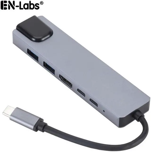 Main image of EnLabs USB C to HDMI-compatible Multiport Adapter,USB C to HDMI-compatible 4K@30Hz / 100Mpbs RJ45 Ethernet / 2 x USB-A Ports / USB-C Data / USBC 87W PD Charging Port - USB Type C Hub - USB C Converter