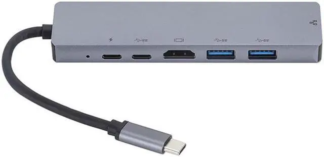 Alt view image 2 of 7 - EnLabs USB C to HDMI-compatible Multiport Adapter,USB C to HDMI-compatible 4K@30Hz / 100Mpbs RJ45 Ethernet / 2 x USB-A Ports / USB-C Data / USBC 87W PD Charging Port - USB Type C Hub - USB C Converter