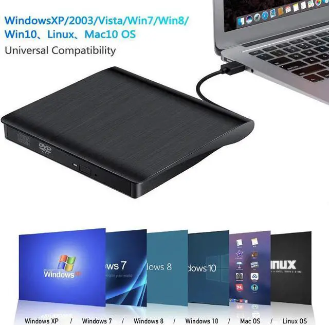 Alt view image 7 of 7 - External CD Drive, USB 3.0 Portable CD DVD +/-RW Drive 12.7mm DVD/CD ROM Rewrite Burner Writer with High Speed Data Transfer for Laptop/Mac Book/Desktop/Ma Cos/Windows/8/7