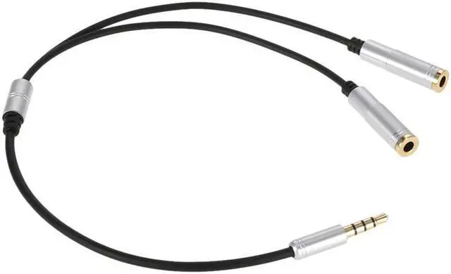 Alt view image 2 of 3 - Audio Cable 3.5mm Jack Headphone Microphone Splitter,4 Pole Male to 2 Female Headset+ Mic Aux Extension Adapter for Android Phone & iPhone