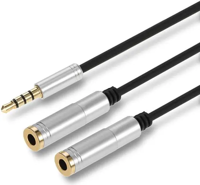 Alt view image 3 of 3 - Audio Cable 3.5mm Jack Headphone Microphone Splitter,4 Pole Male to 2 Female Headset+ Mic Aux Extension Adapter for Android Phone & iPhone