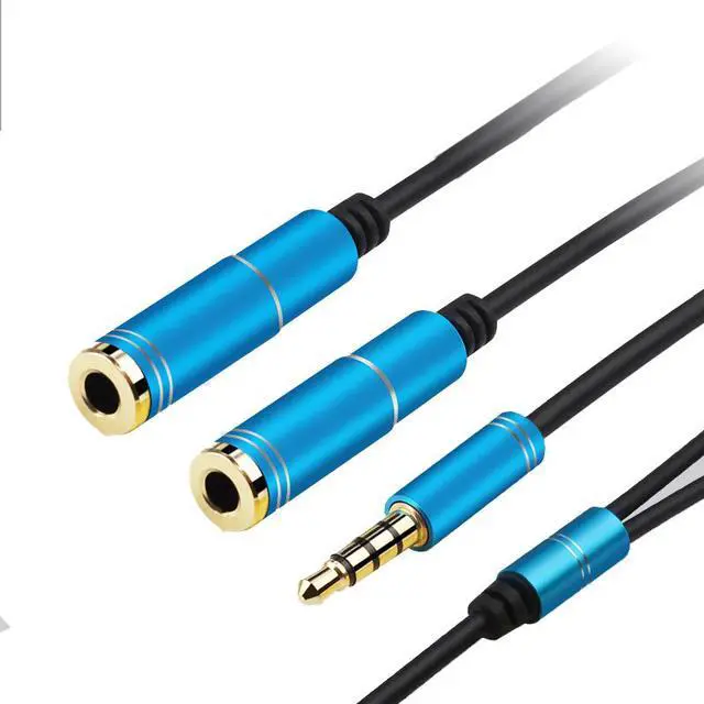 Alt view image 4 of 6 - Audio Cable 3.5mm Jack Headphone Microphone Splitter,4 Pole Male to 2 Female Headset+ Mic Aux Extension Adapter for Android Phone & iPhone