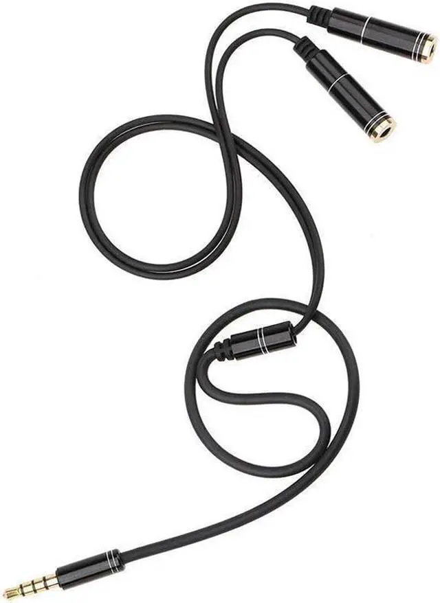 Alt view image 4 of 6 - Audio Cable 3.5mm Jack Headphone Microphone Splitter,4 Pole Male to 2 Female Headset+ Mic Aux Extension Adapter for Android Phone & iPhone