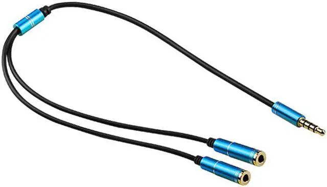 Alt view image 2 of 6 - Audio Cable 3.5mm Jack Headphone Microphone Splitter,4 Pole Male to 2 Female Headset+ Mic Aux Extension Adapter for Android Phone & iPhone