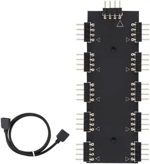 Alt view image 2 of 2 - EnLabs 12V 1 To 10 AURA RGB Lighting Hub,10 port Lightning Synchronous Extension Hub to Motherboard for RBW LED Fan Compatible w/ GIGABYTE,ASUS,MSI,ASRock AURA Motherboard-1FT Female RGB Cable Include