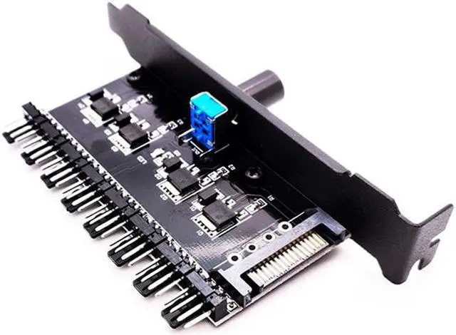 Alt view image 3 of 3 - Enlabs PCIFANCO4S 8 Channel 3-pin CPU / Case Fan speed Controller w/ OFF Switch,8 Way 12V/1.5A Max. 3pin Fan RPM Speed Reduce Regulator w/ PCI Slot Cover - Power by SATA