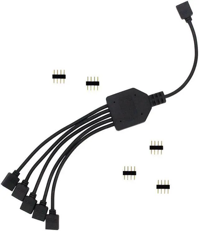 Alt view image 4 of 6 - EnLabs 2 Pack 1-to-5 12V 4Pins RGB Splitter Y Cable,LED Strip RGB Case Fans 5 Way RGB Hub Compatible with ASUS Aura Sync / Gigabyte RGB Fusion / MSI Mystic Light -1FT