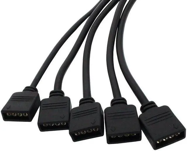 Alt view image 5 of 6 - EnLabs 2 Pack 1-to-5 12V 4Pins RGB Splitter Y Cable,LED Strip RGB Case Fans 5 Way RGB Hub Compatible with ASUS Aura Sync / Gigabyte RGB Fusion / MSI Mystic Light -1FT