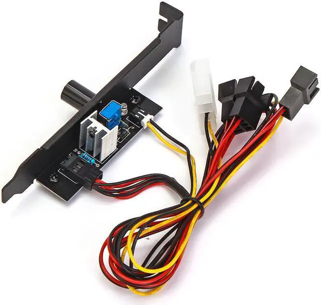 Alt view image 3 of 7 - 3 Channels 3pin Case Fan Controller with Full Profile PCI Slot Cover,Molex to 3 3-pin Fan Connector Hub Adapter Splitter Control ,Power by Molex 12V