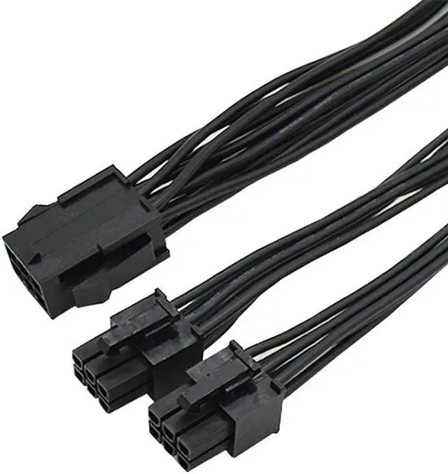Alt view image 4 of 6 - 8 inches PC Power Supply PCI e Molex 6pin to 2 PCIe 6 pin PCI express Splitter Extension Ribbon Cable ,6-pin Graphics Card Mining