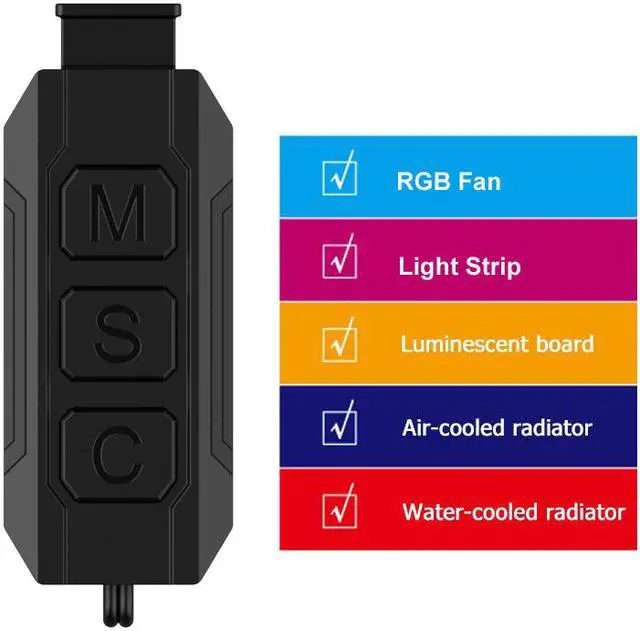 Alt view image 3 of 4 - EnLabs 5V 3pin ARGB Controller for Computer PC RGB Fan,SATA Powered 3 Button LED Controller Cable Adapter for Light Strip,Water Cooler Radiators